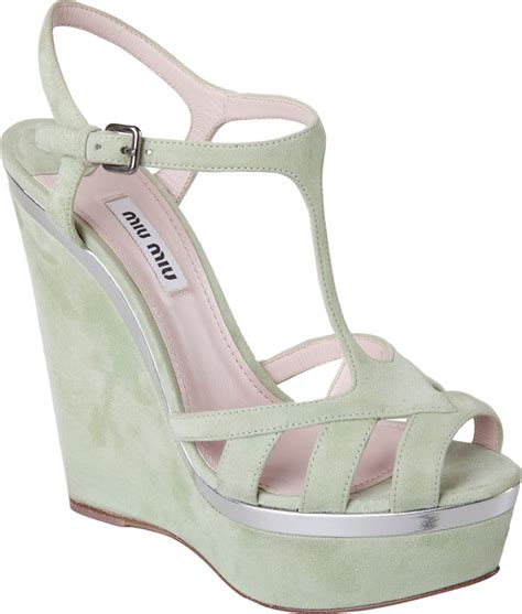 miu miu green wedges